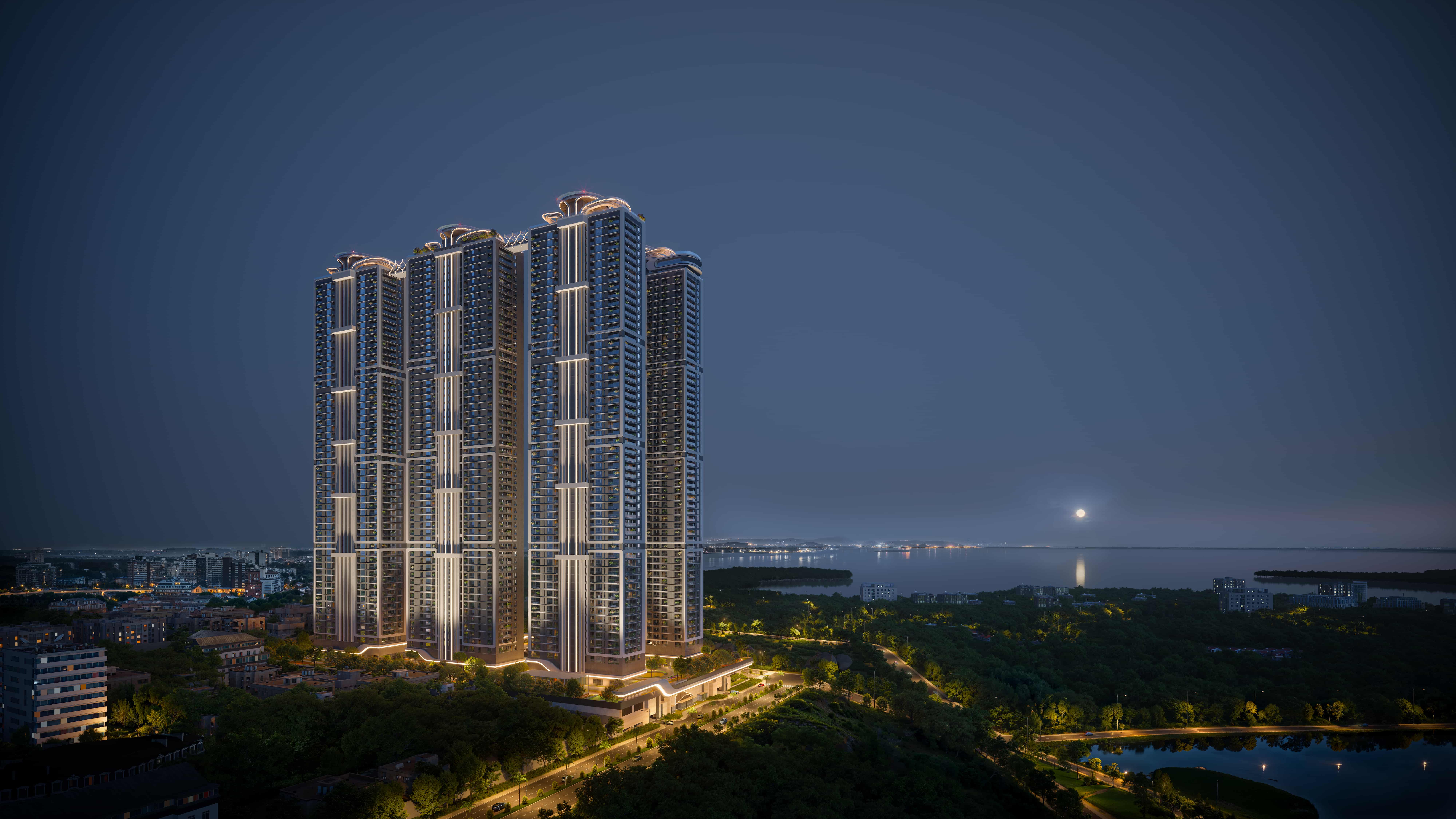Neopolis Kokapet aerial view at night